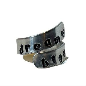 Handmade 8/9 stamped motivational Celtic knot silver adjustable‎ wrap ring